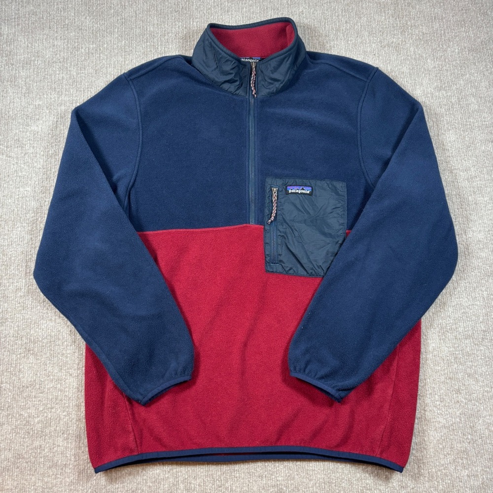 Patagonia Red Blue Microdini 1/2 Zip Fleece Pullover Men's Size Large 26200 - Picture 3 of 8